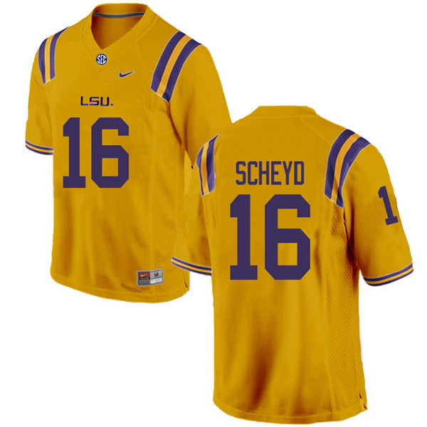 Men #16 Tiger Scheyd LSU Tigers College Football Jerseys Sale-Gold